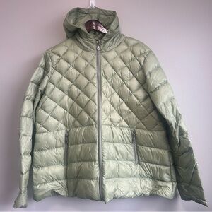 Cleo Women’s Mint Green Hooded Down Puffer Jacket XXL Lightweight  Full Zip